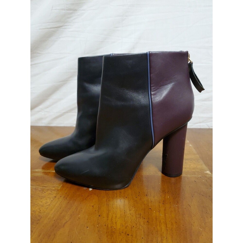 Cabi Bisset Leather Black Mulberry Color Block Booties Boots Size 10 Shoes